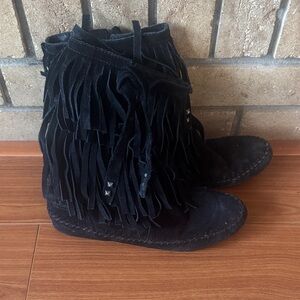 Juicy Couture Black Fringe Ankle Booties